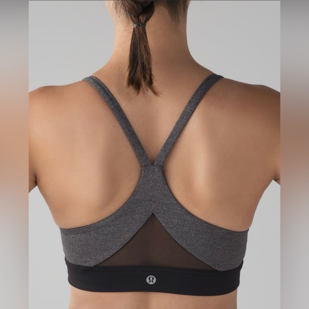 Lululemon Train Times Bra in Heathered Black / Black